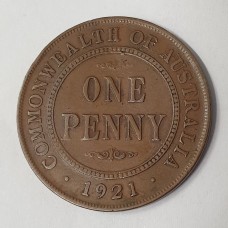 AUSTRALIA 1921 .  ONE 1 PENNY . VARIETY . LONDON DIE